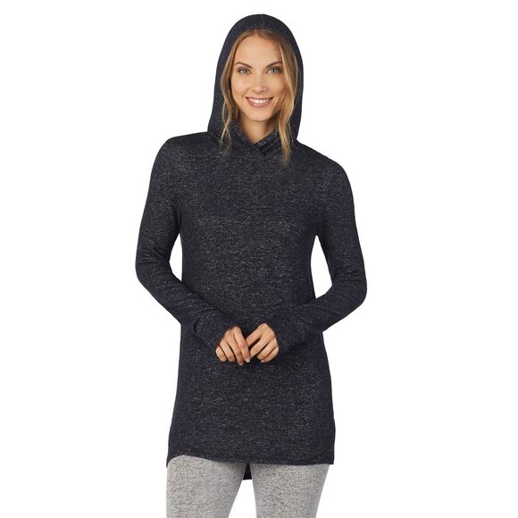 Cuddl Duds Tops - SoftKnit Long Sleeve Tunic Hoodie